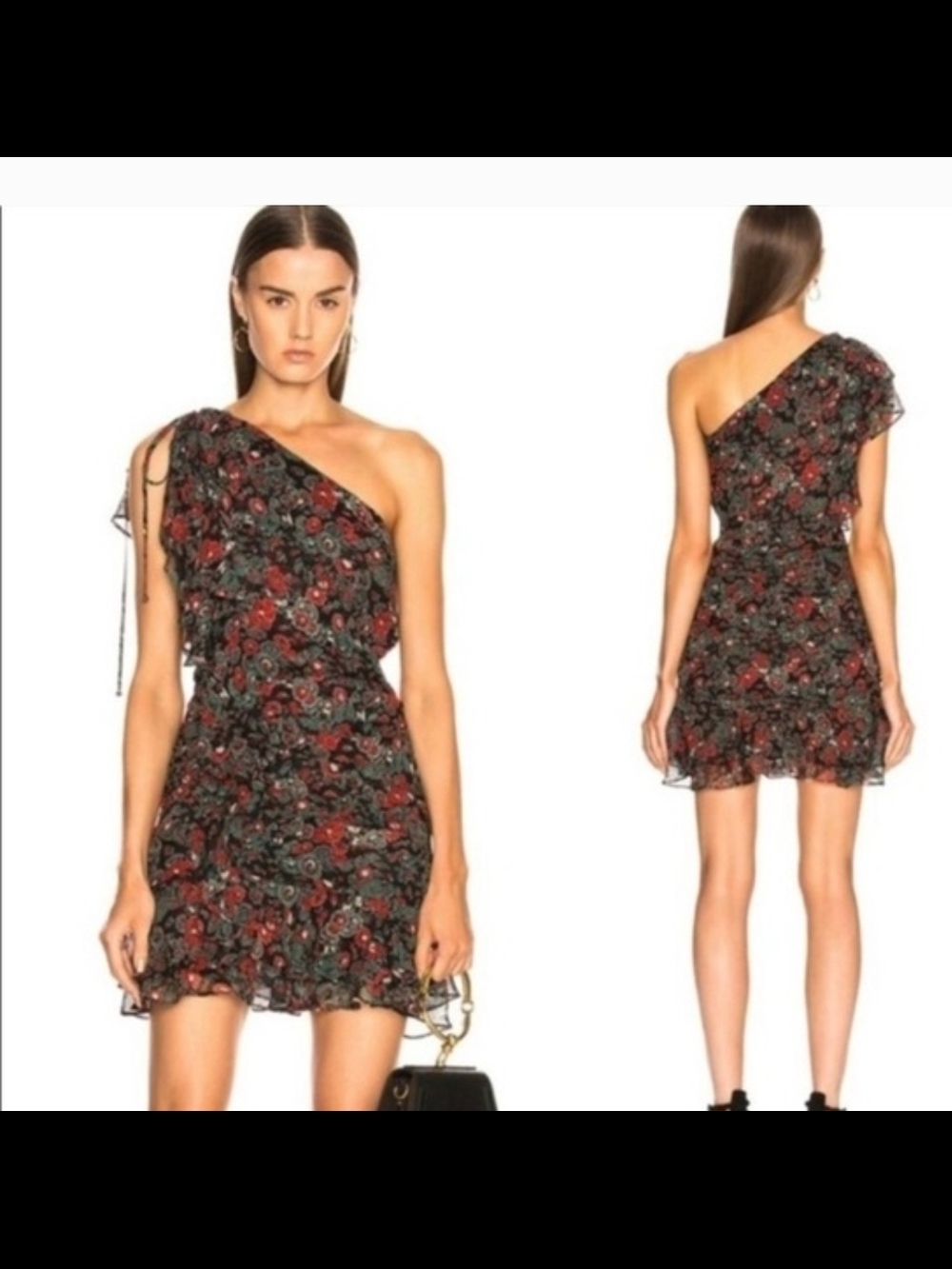 Veronica Beard Ballerd Floral Silk Dress with Red & Green Print Size 2
